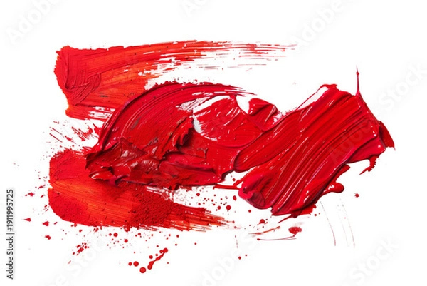 Obraz 赤い絵の具の筆跡テクスチャ　力強いブラシストロークの抽象アート背景