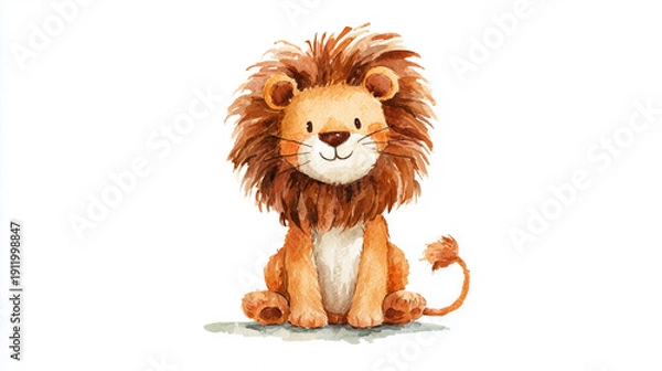 Obraz 絵本のようなテイストのかわいいライオンのイラスト