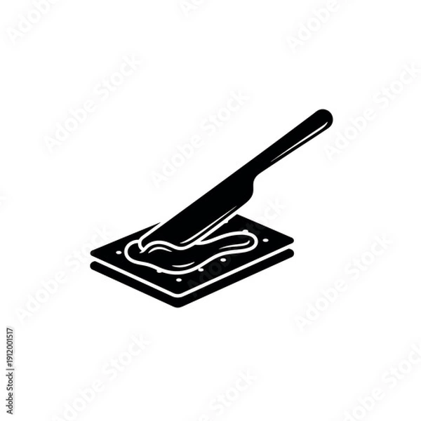 Obraz Knife Spreading Jam on Cracker Silhouette