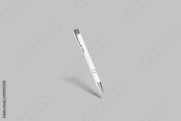 Obraz White pen isolated on grey background.