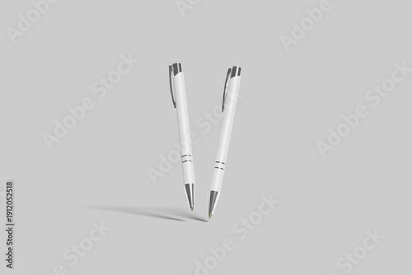 Obraz White pen isolated on grey background.