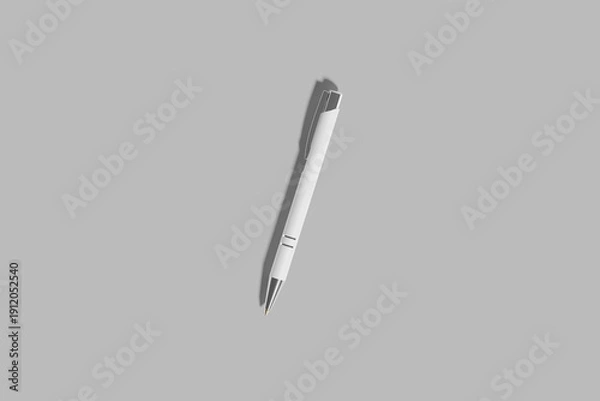 Obraz White pen isolated on grey background.