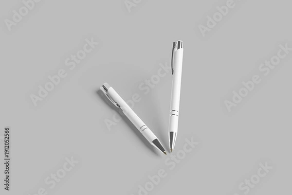 Obraz White pen isolated on grey background.