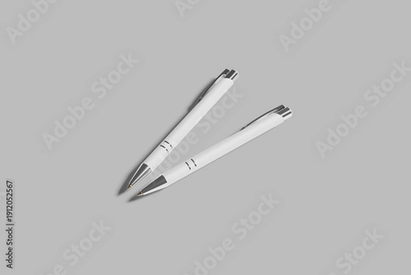 Obraz White pen isolated on grey background.