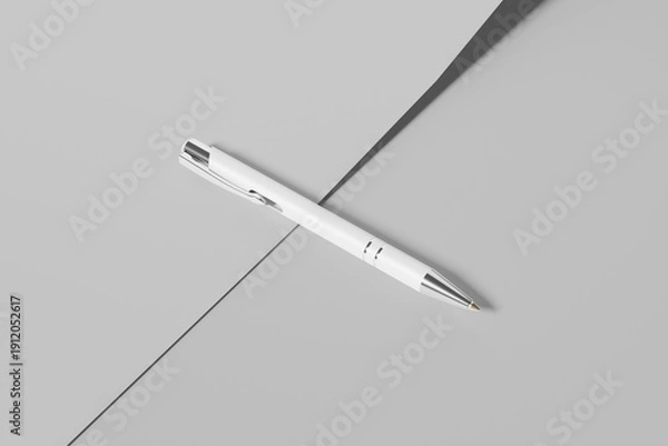 Obraz White pen isolated on grey background.