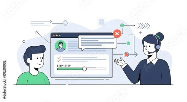 Obraz Professional Team Discussing Online Support Interface