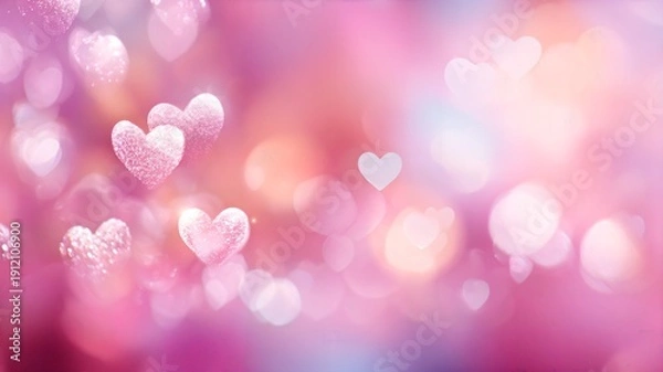 Obraz Pink background with hearts in the middle