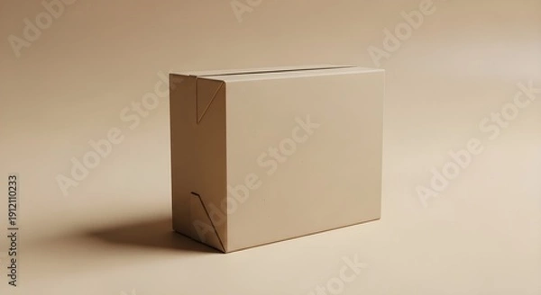 Obraz Plain Cardboard Box on Beige Studio Surface