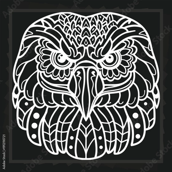 Fototapeta Detailed Eagle Head Graphic Design, Tribal Art, Wildlife Illustration, Vector Artwork For Print