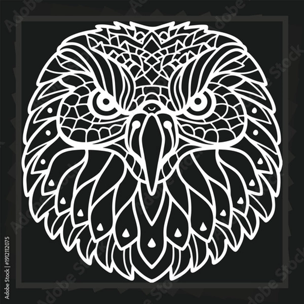 Fototapeta Intricate Eagle Design, Ornamental Wildlife Illustration, Detailed Bird Artwork, Graphic Element For Emblem Creation