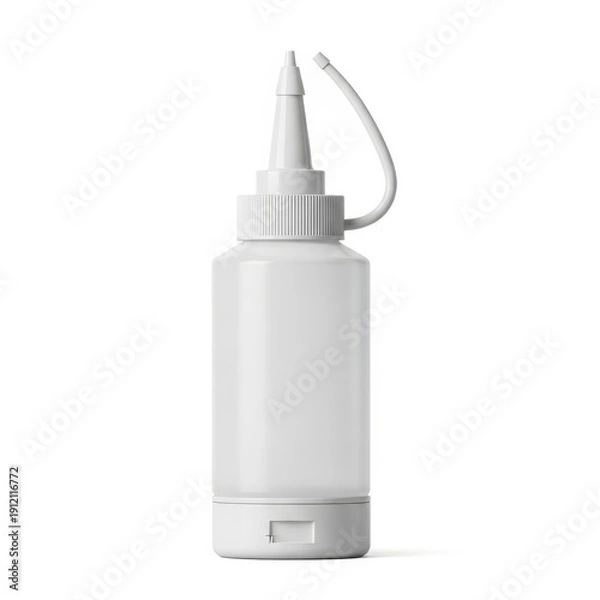 Obraz White plastic squeeze bottle with pump nozzle for precise liquid dispensing