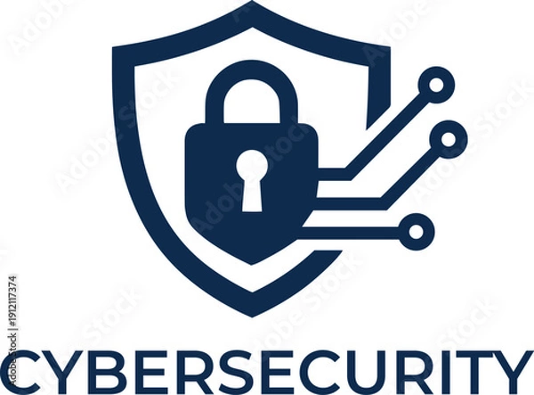 Obraz cybersecurity shield lock logo representing digital data protection network security and information safety concept