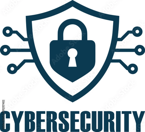 Obraz cybersecurity shield lock logo representing digital data protection network security and information safety concept