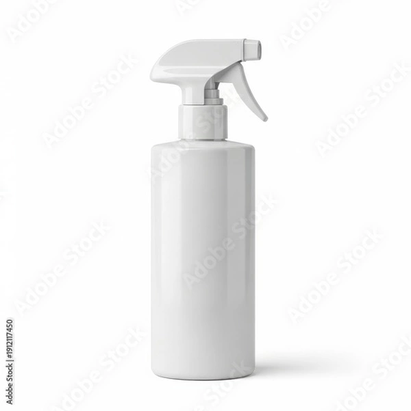 Obraz Empty spray bottle with white trigger nozzle on a plain background