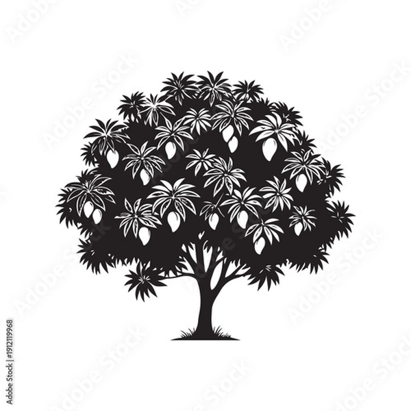 Obraz Black Mango tree silhouette vector illustration design
