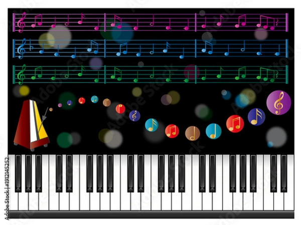 Obraz ピアノ■鍵盤と音符