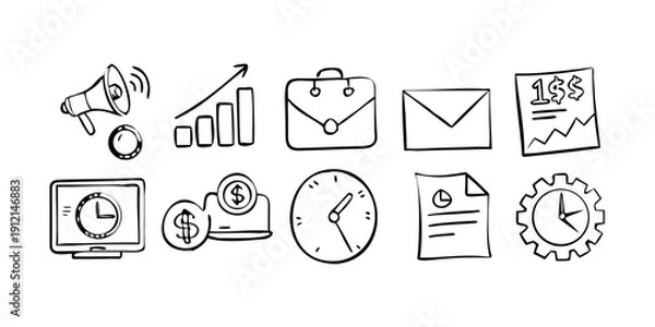 Obraz Assorted icons representing various business and communication activities Vector