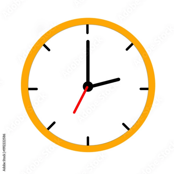 Obraz Yellow wall clock vector icon illustration