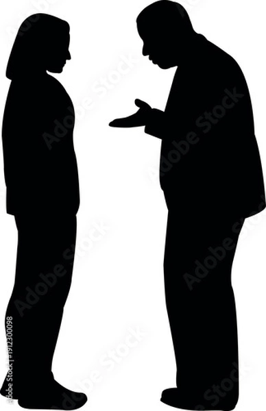 Obraz a couple making chat, silhouette vector