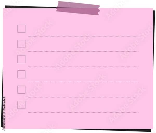 Obraz Pastel Pink Checklist Note with Blank Boxes