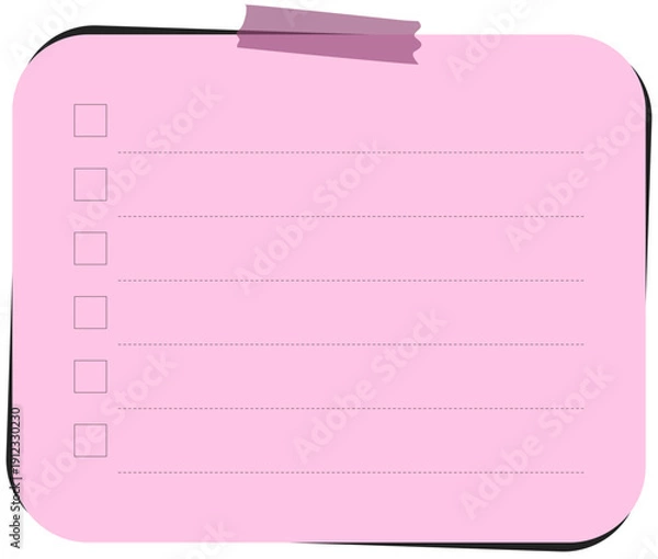 Obraz Pink Sticky Note Checklist with Empty Checkboxes