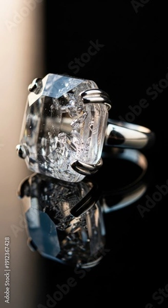 Obraz Elegant Diamond Ring on Black Surface.