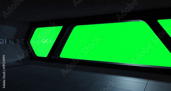 Fototapeta Spaceship futuristic interior with window view
