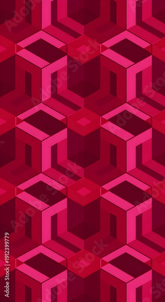 Obraz Crimson Hexagonal Geometric Abstract Pattern