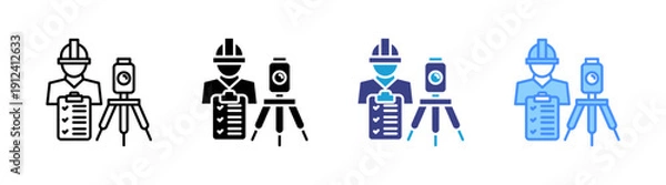 Obraz Surveyor icon set multiple style collection