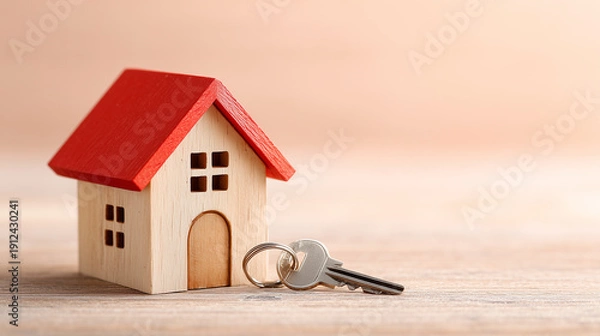 Obraz Mini House with Keys on Table