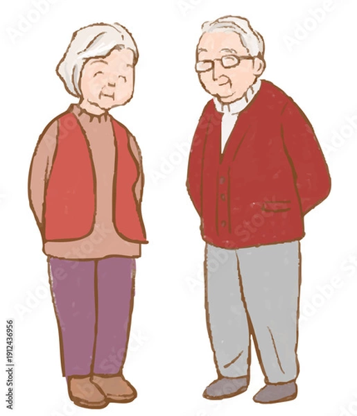 Obraz シニアの男女、全身のベクターイラスト