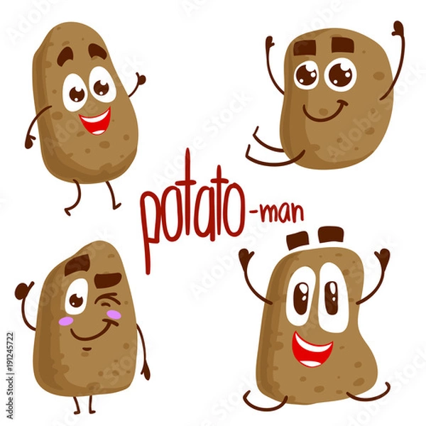 Obraz Vector set of potato characters. Emotions. Isolated on white background. Stickers.
