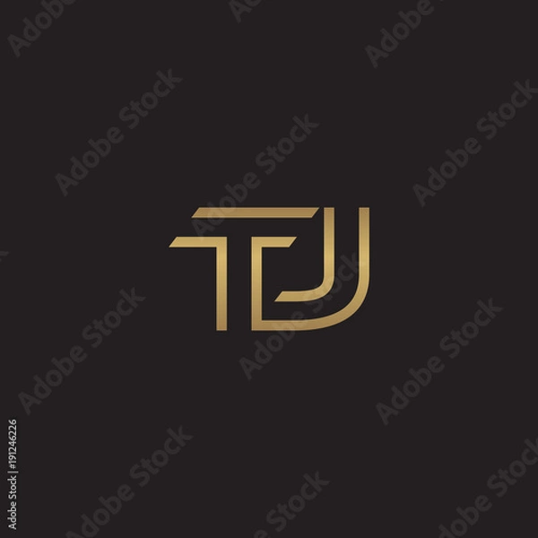 Fototapeta initial letter logo line unique modern, gold color