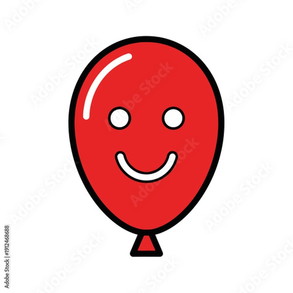 Obraz Red smiley face balloon icon on white background