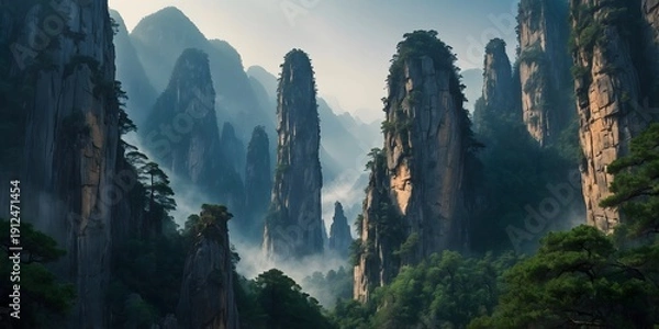 Obraz Towering peaks above cloud sea