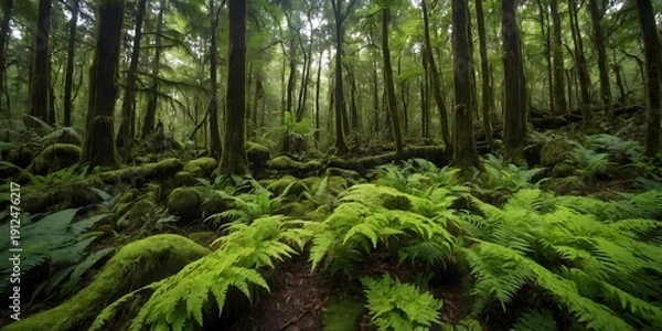 Obraz Green mossy ancient forest