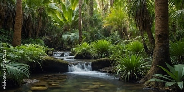 Obraz Jungle waterfall stream