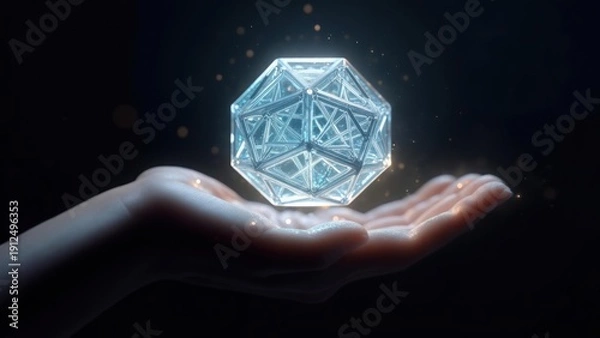 Obraz Floating geometric orb in hand