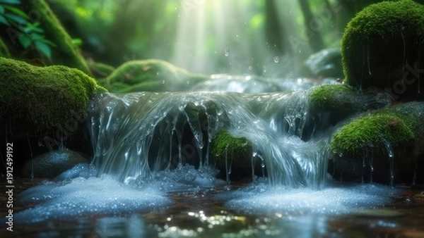 Obraz Forest stream cascading over rocks