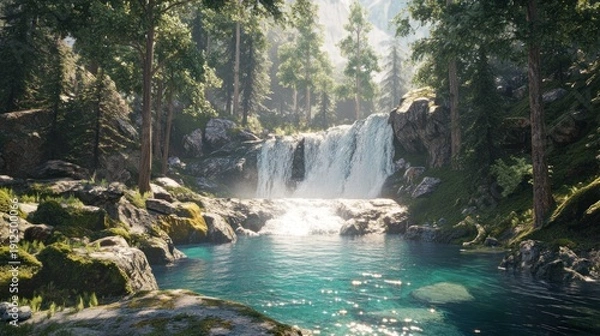 Obraz Forest waterfall scene (2)