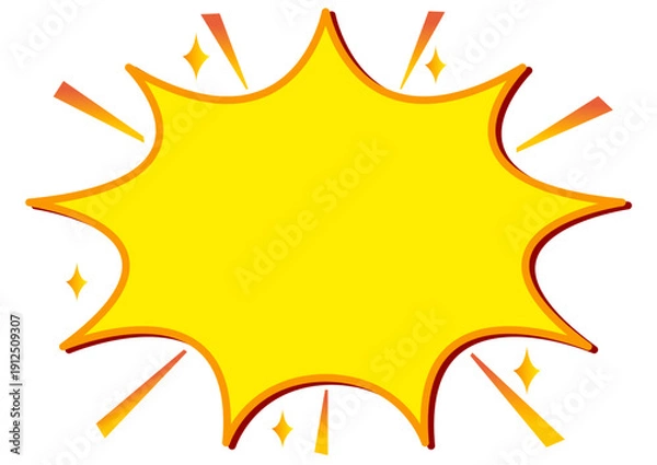 Obraz フレーム, 吹き出し, チラシ, セール, 枠, 囲み枠, 注目, 激安, 危険, 警告, ジグザグ, トゲトゲ, 目立つ, ギザギザ, ビックリ, 爆発, 飾り枠, セリフ, ふきだし, 黄色, 赤, 注意, バクダン, ポップ, びっくり, 衝撃, 驚き, 驚く, 驚愕, 衝突, ぶつかる, パンク, 破裂, 効果, 強調, バーン, インパクト, マーク, コメント, 価格, 素材, 派手,