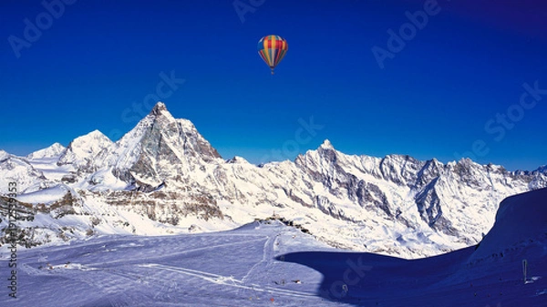 Obraz 厳冬期のツェルマットリゾートの絶景