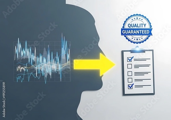Obraz Quality Guaranteed Seal with Data Analysis and Checklist