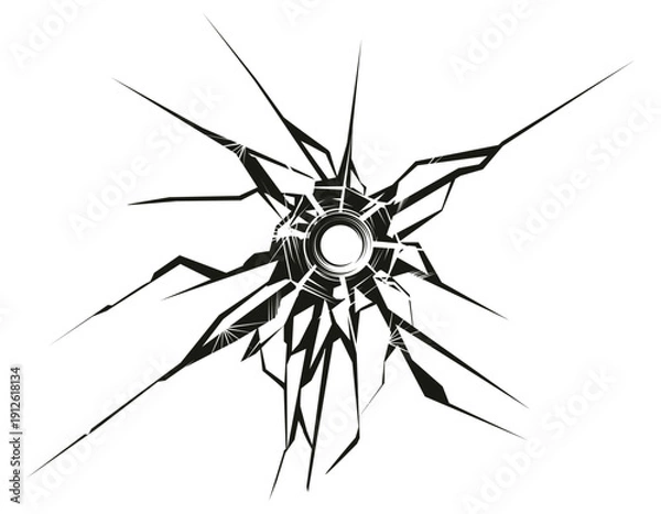 Obraz 黒単色の弾痕と亀裂イラスト