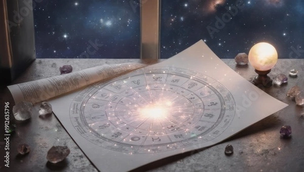 Obraz Cosmic chart on paper, starry window