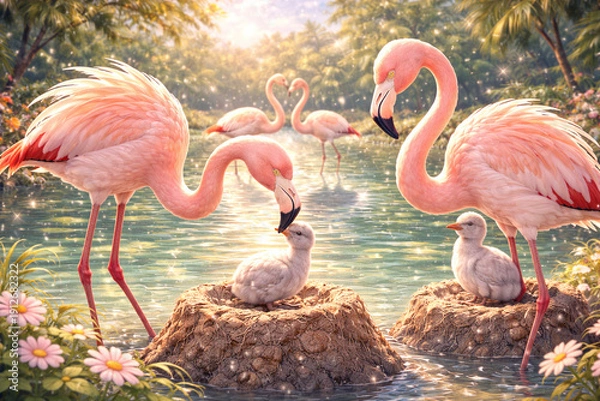 Obraz 動物-フラミンゴ