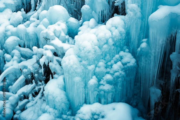 Obraz あしがくぼの氷柱に積もる雪