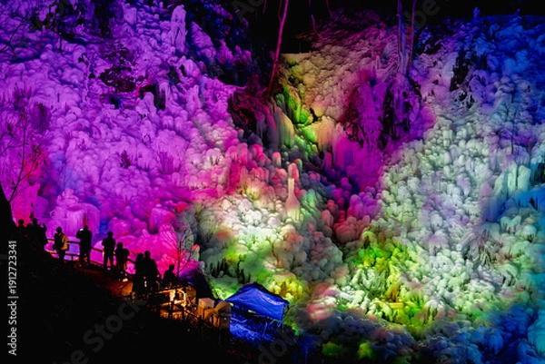 Obraz あしがくぼの氷柱のライトアップ