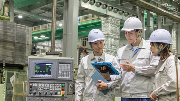 Obraz 工場で働く作業員のグループ