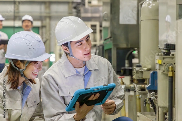 Obraz 工場で働く作業員グループ